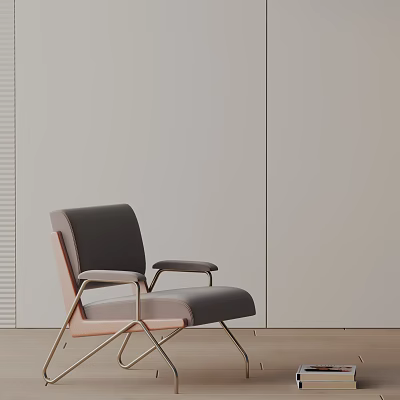 Modern Leisure Chair With Gray And Pink Upholstery Metal Legs And Comfortable Design 3d model