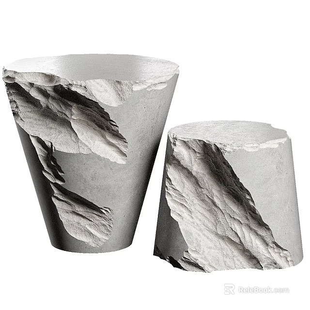 Modern Vanity With Sculptural Stone Texture Concrete Base And Unique Two Piece Shape 3d model