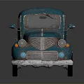 Vintage Blue Truck Model With Rustic Finish And Retro Design On Dark Background
