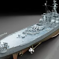 Battleship With Large Naval Guns Gray Hull And Military Deck Structure Design