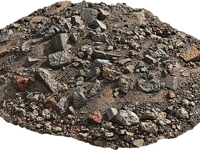 Pile of Natural Stone and Wood Materials for Construction Projects 3d model