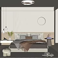 Modern Bedroom Interior Design With Bed Circular Wall Decor Built In Wardrobe And Rug