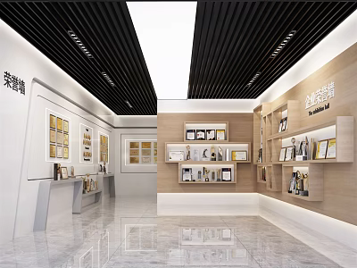 Modern Showroom Interior Featuring Spacious Layout Wall Mounted Shelves And Product Displays 3d model