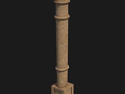 Architectural Stone Column Featuring Layered Rings And Square Base Design 3d model