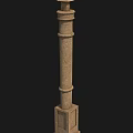 Architectural Stone Column Featuring Layered Rings And Square Base Design
