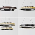 Modern Circular Chandeliers With Various Styles Wooden Elements And Double Layer Design 3d model
