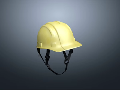 Yellow Safety Helmet for Construction Work with Adjustable Straps and Protective Design 3d model
