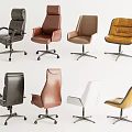 Diverse Office Chairs in Black Brown White Yellow Colors with Wheeled Swivel Bases