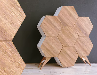 Nordic Side Cabinet Honeycomb Shape Side Cabinet 3d model