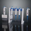 Laboratory Medical Pipettes With White Blue Structure And Rack For Precision Liquid Handling