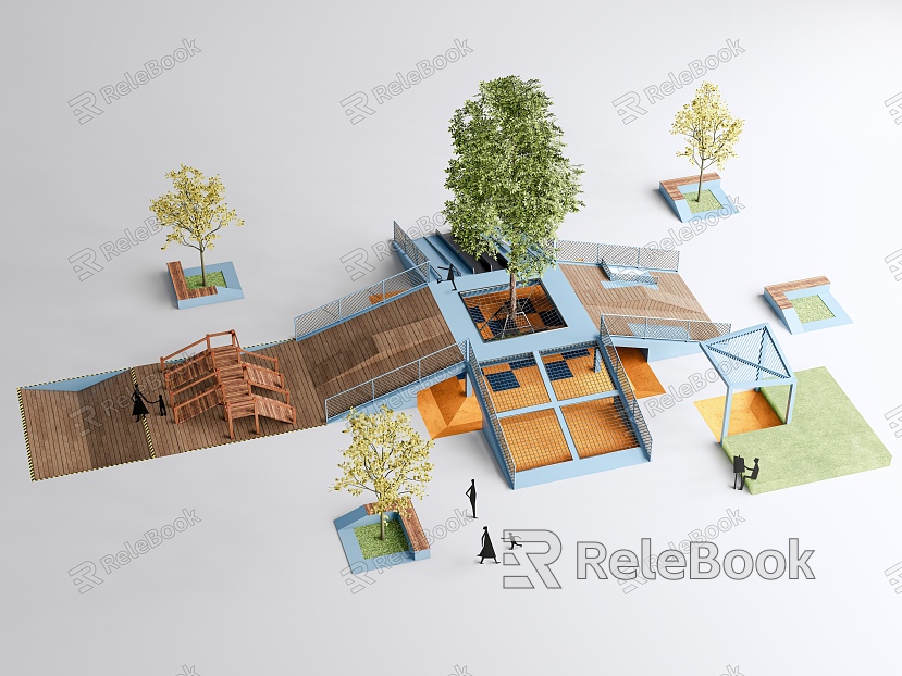 Slide park amusement facilities children's playground landscape sketch model