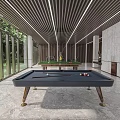 Modern Billiard Room Interior With Pool Tables And Natural Light 3d model