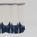 Decorative Human Shaped Pendant With Clustered Blue Green Figures Suspended On Strings