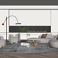 Modern Sofa Coffee Table Combination Multiplayer Sofa Fireplace 3d model