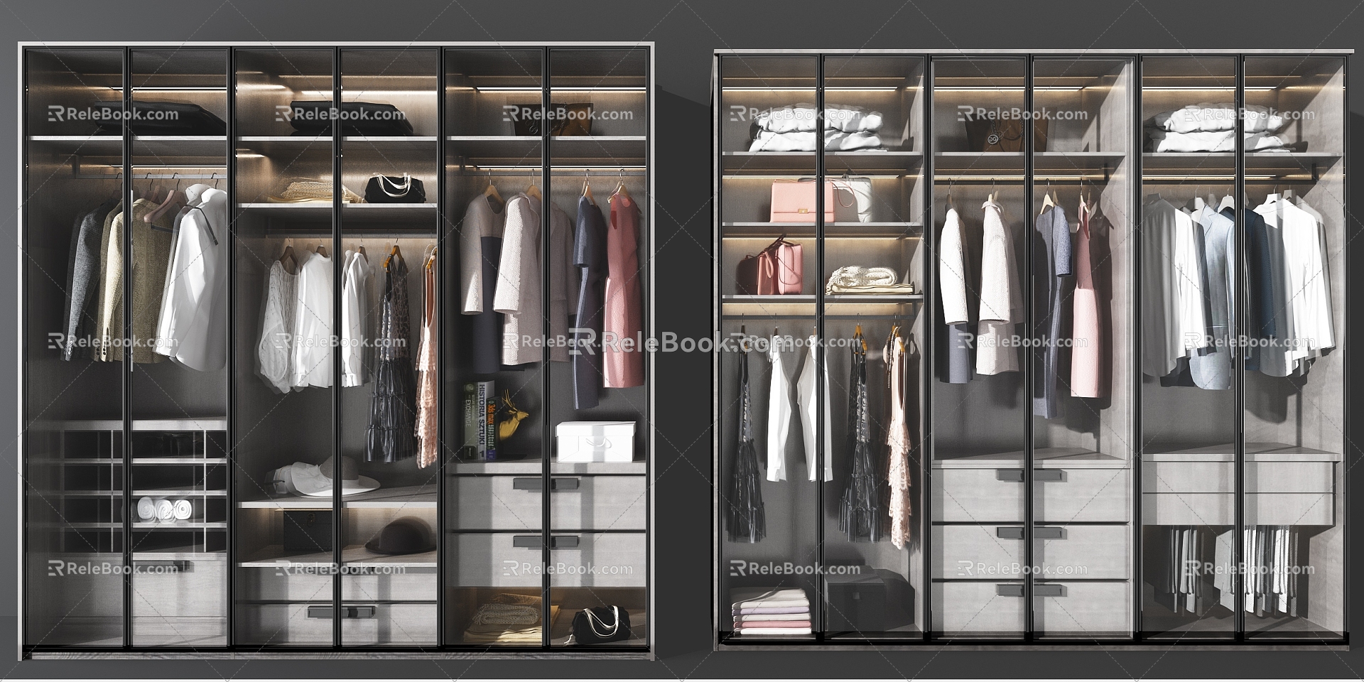 Modern Glass Wardrobe Wardrobe 3d model