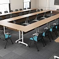 Modern Conference Room Interior With Long Table Chairs And Large Screen Showing Time 1259