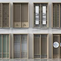 New Chinese-style sliding door 3d model