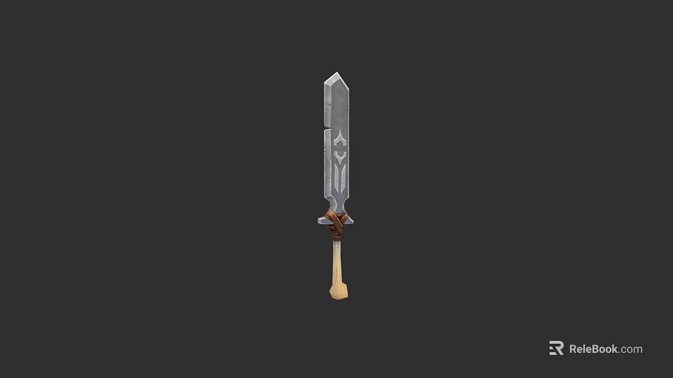Detailed Classic Medieval Decorative Sword Featuring Metal Blade And Wooden Hilt 3d model 