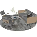 Modern Sofa And Coffee Table With Gray Chairs Green Plant Magazine On Gray Rug