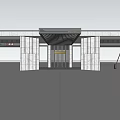 Modern Entrance Gate Design With Stone Columns And Canopy Structure