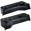Modern Black Sectional Sofa With Plush Cushions And Stitching Details 3d model