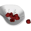 Fresh Ripe Cherries Placed In White Ceramic Plate With One Extra Cherry