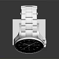 Stylish Stainless Steel Watch With Black Dial On White Chronos Stand