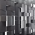 Modern Decorative Room Partition With Dark Gray And Black Block Structure 3d model