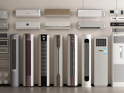 Different Types Of Air Conditioners And Fans Displayed 3d model
