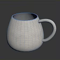 White Ceramic Mug With Modern Simple Design For Daily Home Use 3d model
