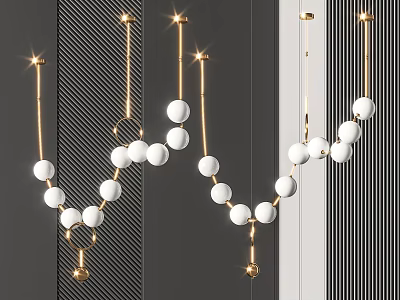 Elegant Modern Gold Chandelier With White Decorative Balls For Interior Design 3d model