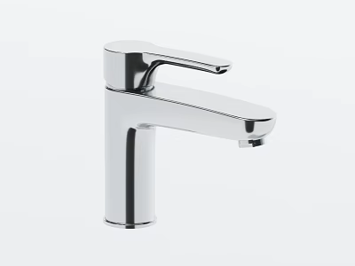 Elegant Modern Chrome Bathroom Faucet With Single Handle And Sleek Design 3d model