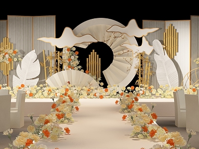 New Chinese Wedding Scene Wedding Stage model