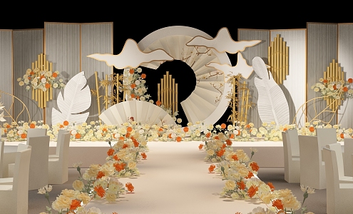 New Chinese Wedding Scene Wedding Stage 3d model