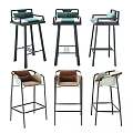 Modern Stylish Bar Stools With Metal Frames And Upholstered Seats In Various Colors