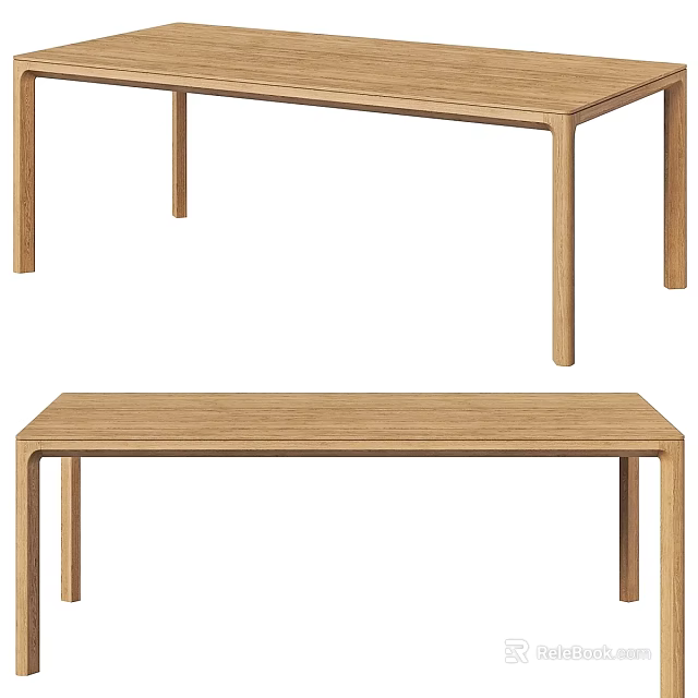 Wooden Rectangular Tables With Simple Design And Slim Legs For Living Room 3d model
