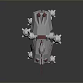 White Mechanical Sci Fi Quadruped Creature With Red Cannon And Legs 3d model