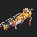 Futuristic Yellow And Orange Weapon With Intricate Mechanical Design And Red Strap