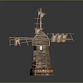 Handcrafted Wooden Windmill Model With Rotating Blades Staircase And Detailed Roof Design