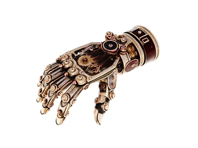 Intricate Steampunk Mechanical Hand Design With Detailed Gears And Metal Components 3d model