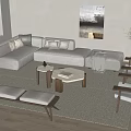 Sofa Coffee Table Combination Multi-person Corner Sofa Coffee Table Leisure Chair Side Table Corner Table 3d model
