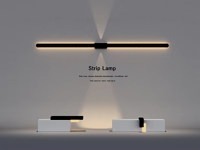 Two White Reception Desks With Black Accents And Long Strip Lamp Above Interior 3d model