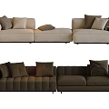 Modern Sectional Sofa With Neutral Tones Multiple Cushions And Modular Design 3d model
