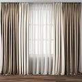 Modern Beige And White Double Layer Sheer Curtains For Window Light Filtering 3d model