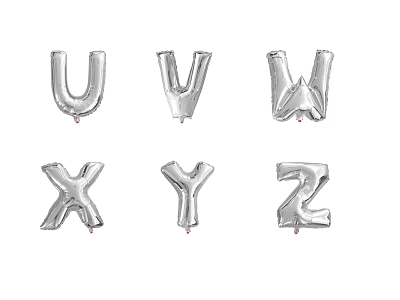 Silver Letter Balloons U V W X Y Z For Party Decor And Celebrations 3d model
