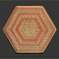 Decorative Ornament Set with Hexagonal Red Yellow Carved Geometric Pattern Box 3d model
