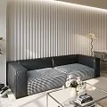 Black Leather Sofa With Checkered Cushions Glass Coffee Table Set Rattan Lamp Natural Light Blinds