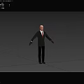 Bald Man in Black Suit with Red Tie and Black Gloves Arms Outstretched