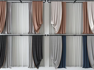 Modern Curtain Designs With Colorful Fabric And Sheer Combinations For Home Decor 3d model