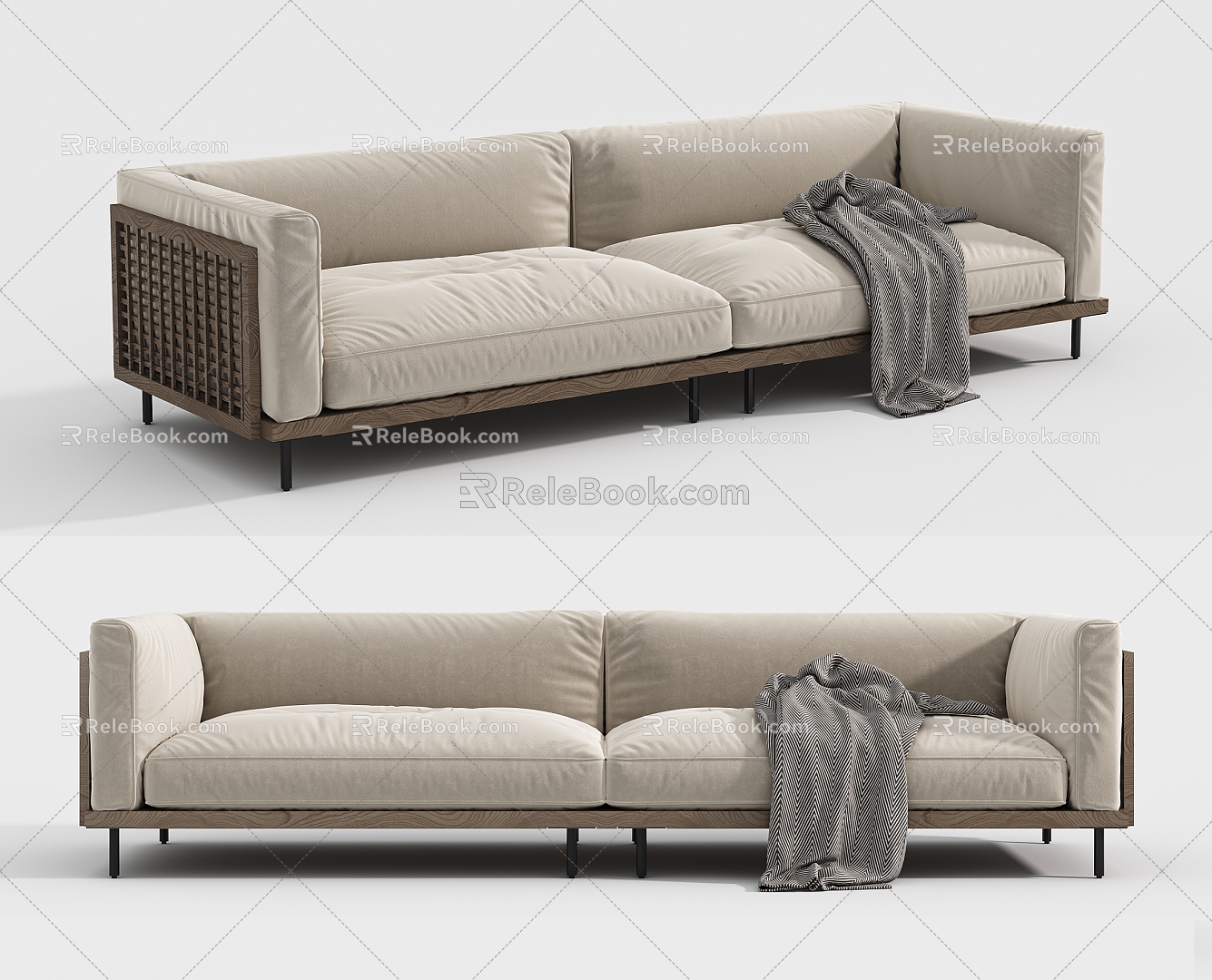 Quiet Double Sofa Fabric Multi-Person Sofa model